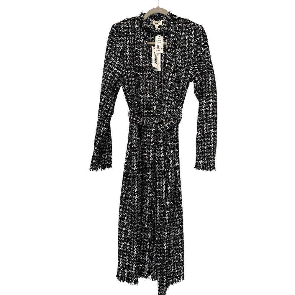 L'Agence Oakley Black and Ivory Metallic Houndstooth Jacket Coat 8 - Picture 4 of 13